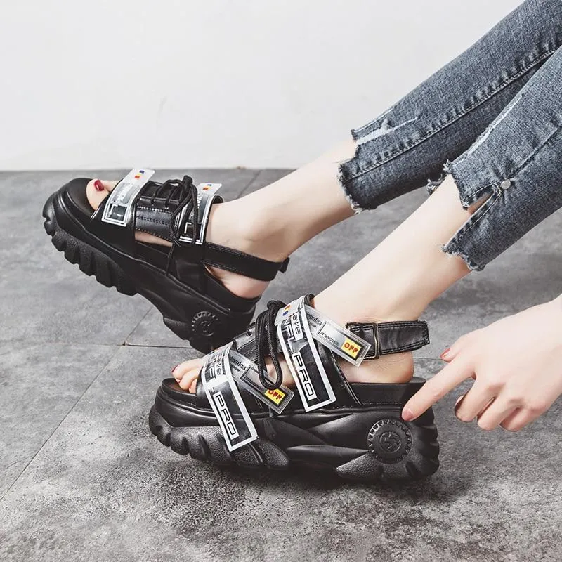 Women Sandals Thick Bottom Wedge Platform Sandals Ladies Ankle Strap Open Toe Shoes