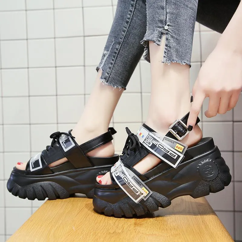 Women Sandals Thick Bottom Wedge Platform Sandals Ladies Ankle Strap Open Toe Shoes