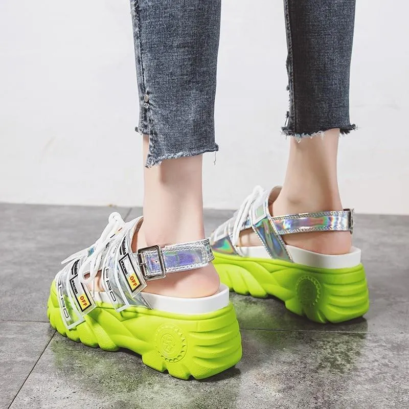 Women Sandals Thick Bottom Wedge Platform Sandals Ladies Ankle Strap Open Toe Shoes