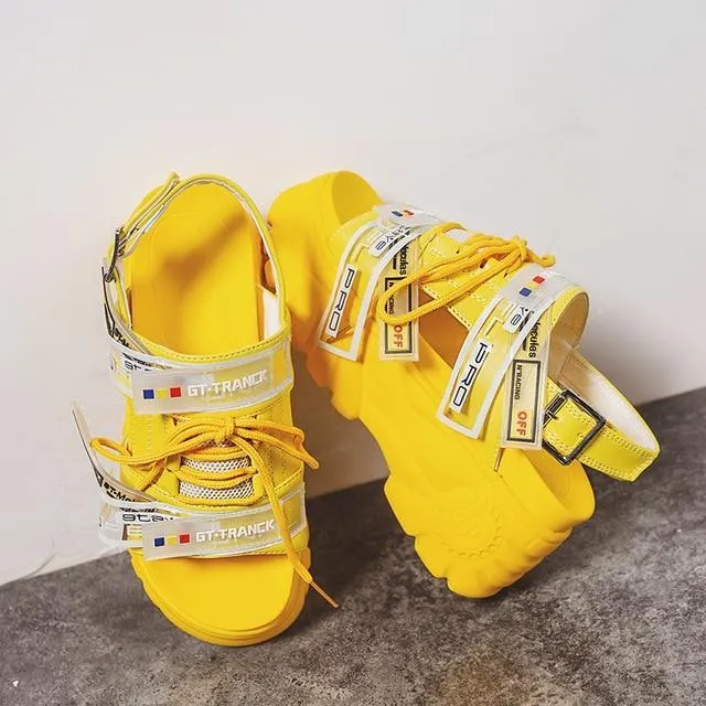Women Sandals Thick Bottom Wedge Platform Sandals Ladies Ankle Strap Open Toe Shoes