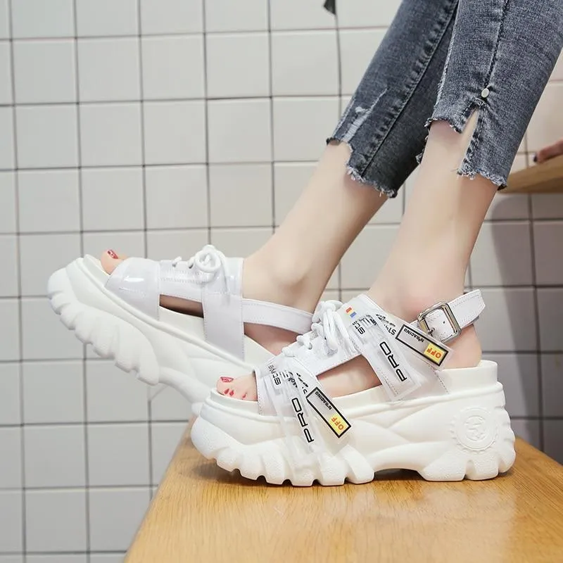 Women Sandals Thick Bottom Wedge Platform Sandals Ladies Ankle Strap Open Toe Shoes