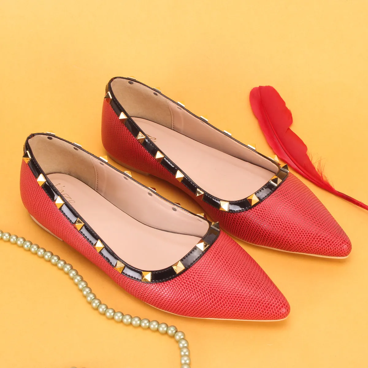 Womens "ADELAIDA  "Pointed Adorned Flat Shoes