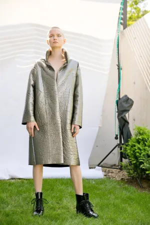 Wool Coat for Women, Futuristic Clothing, Winter Coat, Metallic Coat, Extravagant Coat, Plus Size Clothing, Warm Coat, Metallic Jacket