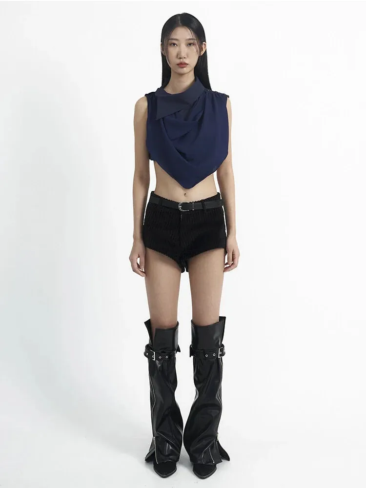 Y2K Faux Leather Zip-Up Leg Warmers
