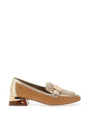 Zanni & Co. Laocai Fleece Detail Heeled Loafers, Tan